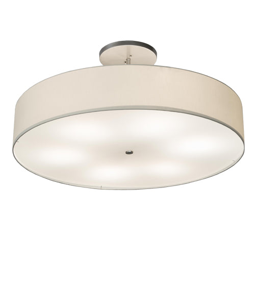 Meyda Lighting Cilindro 42" 6-Light Nickel Semi-flush Mount Light With Beige Eggshell Textrene & White Statuario Idalight Shade