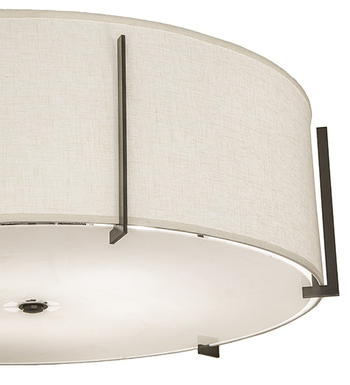 Meyda Lighting Cilindro 42" 6-Light Timeless Bronze Structure Flush Mount Light With Off White Styrene & Statuario Shade