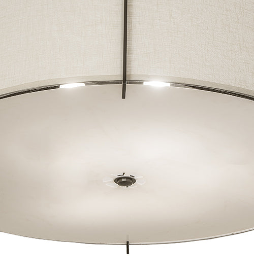 Meyda Lighting Cilindro 42" 6-Light Timeless Bronze Structure Flush Mount Light With Off White Styrene & Statuario Shade