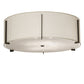 Meyda Lighting Cilindro 42" 6-Light Timeless Bronze Structure Flush Mount Light With Off White Styrene & Statuario Shade