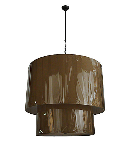 Meyda Lighting Cilindro 42" 8-Light 2-Tier Oil Rubbed Bronze Pendant Lights With Ivory Shade