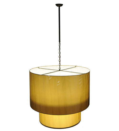 Meyda Lighting Cilindro 42" 8-Light 2-Tier Oil Rubbed Bronze Pendant Lights With Ivory Shade