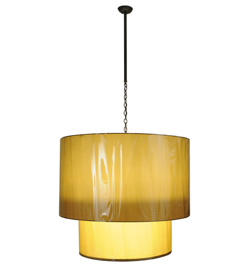 Meyda Lighting Cilindro 42" 8-Light 2-Tier Oil Rubbed Bronze Pendant Lights With Ivory Shade