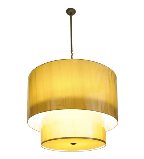 Meyda Lighting Cilindro 42" 8-Light 2-Tier Oil Rubbed Bronze Pendant Lights With Ivory Shade
