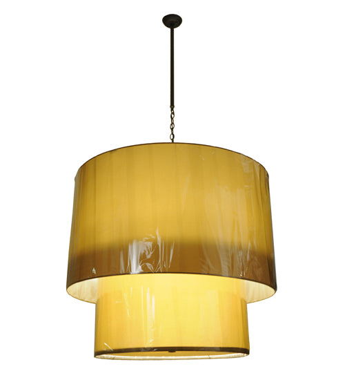 Meyda Lighting Cilindro 42" 8-Light 2-Tier Oil Rubbed Bronze Pendant Lights With Ivory Shade