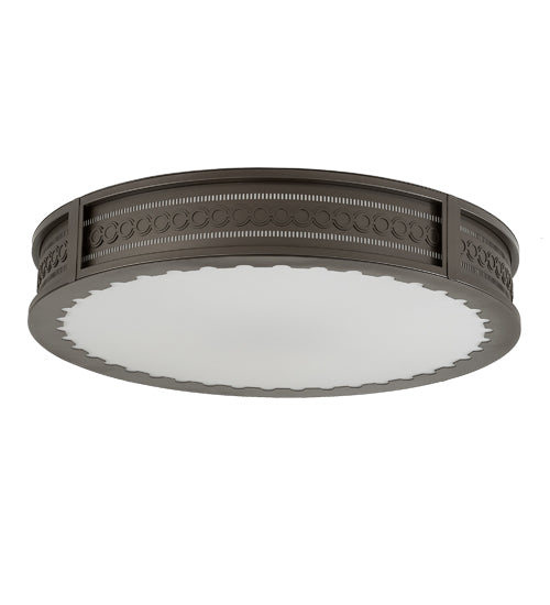 Meyda Lighting Cilindro 42" 8-Light Bronze Metallic Circleline Flush Mount Light With White Statuario Idalight Shade Glass