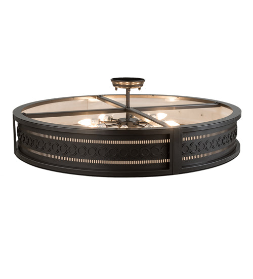 Meyda Lighting Cilindro 42" 8-Light Bronze Metallic Circleline Flush Mount Light With White Statuario Idalight Shade Glass