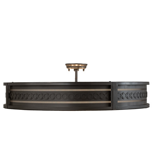 Meyda Lighting Cilindro 42" 8-Light Bronze Metallic Circleline Flush Mount Light With White Statuario Idalight Shade Glass