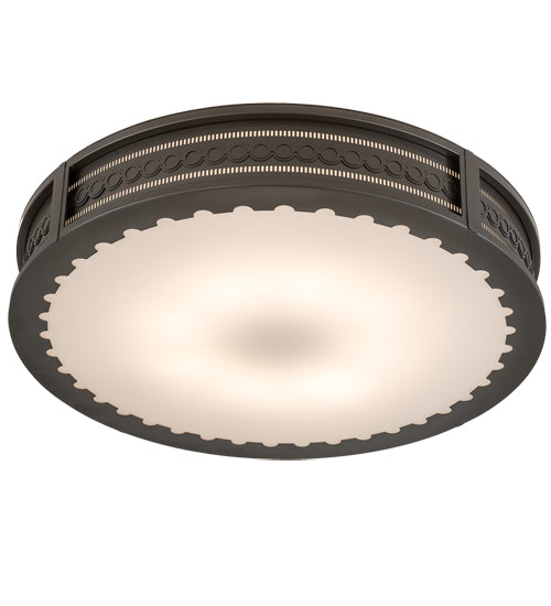 Meyda Lighting Cilindro 42" 8-Light Bronze Metallic Circleline Flush Mount Light With White Statuario Idalight Shade Glass