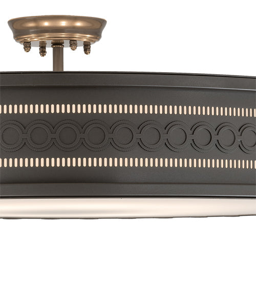 Meyda Lighting Cilindro 42" 8-Light Bronze Metallic Circleline Flush Mount Light With White Statuario Idalight Shade Glass