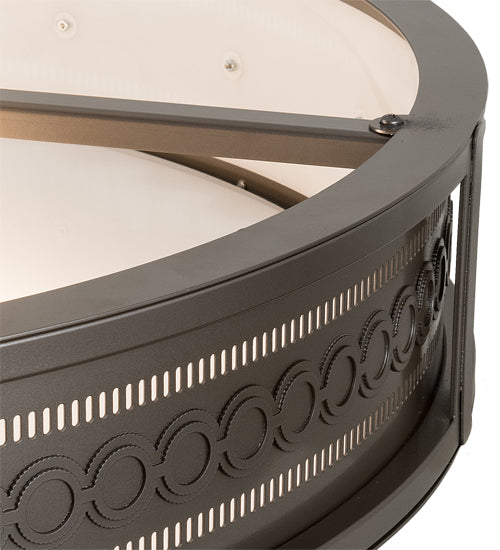 Meyda Lighting Cilindro 42" 8-Light Bronze Metallic Circleline Flush Mount Light With White Statuario Idalight Shade Glass