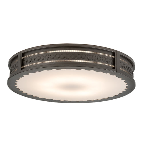 Meyda Lighting Cilindro 42" 8-Light Bronze Metallic Circleline Flush Mount Light With White Statuario Idalight Shade Glass