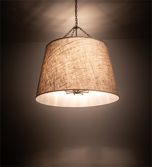 Meyda Lighting Cilindro 42" 8-Light Golden Bronze Tapered Pendant Light With Beige Textrene Shade