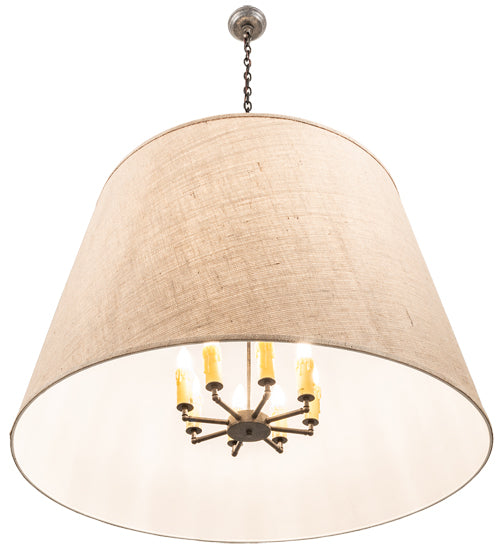 Meyda Lighting Cilindro 42" 8-Light Golden Bronze Tapered Pendant Light With Beige Textrene Shade