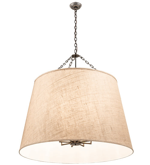 Meyda Lighting Cilindro 42" 8-Light Golden Bronze Tapered Pendant Light With Beige Textrene Shade