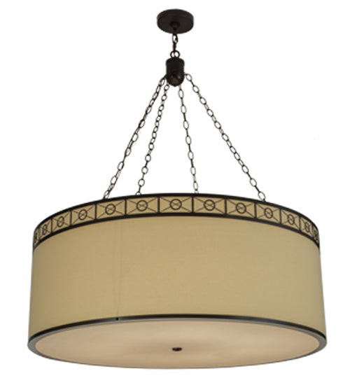 Meyda Lighting Cilindro 42" 8-Light Timeless Bronze Circle X Pendant Light With Cream Textrene Shade