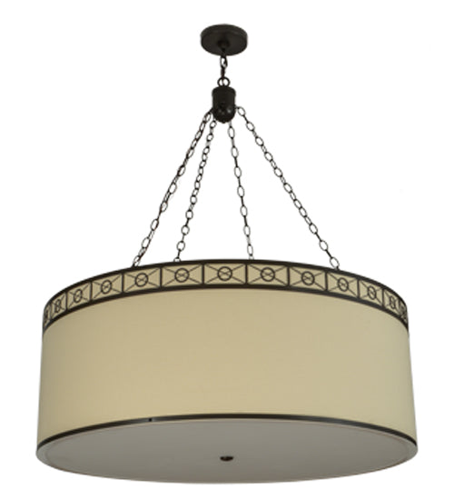 Meyda Lighting Cilindro 42" 8-Light Timeless Bronze Circle X Pendant Light With Cream Textrene Shade