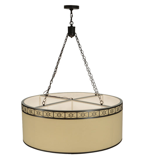 Meyda Lighting Cilindro 42" 8-Light Timeless Bronze Circle X Pendant Light With Cream Textrene Shade