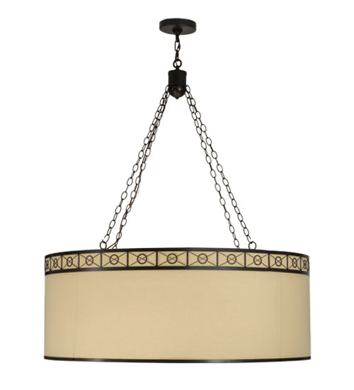 Meyda Lighting Cilindro 42" 8-Light Timeless Bronze Circle X Pendant Light With Cream Textrene Shade