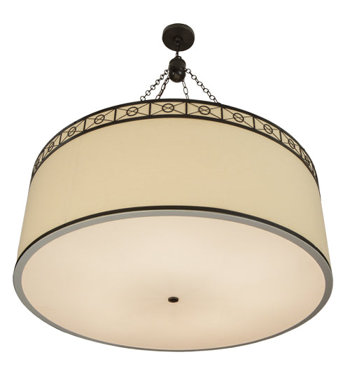 Meyda Lighting Cilindro 42" 8-Light Timeless Bronze Circle X Pendant Light With Cream Textrene Shade