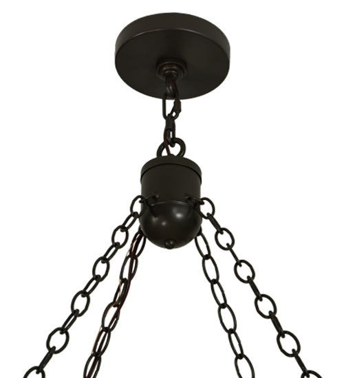 Meyda Lighting Cilindro 42" 8-Light Timeless Bronze Circle X Pendant Light With Cream Textrene Shade