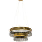 Meyda Lighting Cilindro 43" 2-Tier LED Brass Illusion Pendant Light With Transparent Smoke Shade Glass