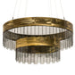 Meyda Lighting Cilindro 43" 2-Tier LED Brass Illusion Pendant Light With Transparent Smoke Shade Glass