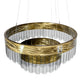 Meyda Lighting Cilindro 43" 2-Tier LED Brass Illusion Pendant Light With Transparent Smoke Shade Glass