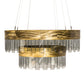 Meyda Lighting Cilindro 43" 2-Tier LED Brass Illusion Pendant Light With Transparent Smoke Shade Glass