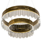 Meyda Lighting Cilindro 43" 2-Tier LED Brass Illusion Pendant Light With Transparent Smoke Shade Glass
