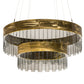 Meyda Lighting Cilindro 43" 2-Tier LED Brass Illusion Pendant Light With Transparent Smoke Shade Glass