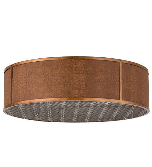 Meyda Lighting Cilindro 44" 10-Light Transparent Copper Flush Mount Light With Copper Alligator Skin-Like Shade