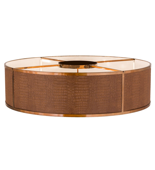 Meyda Lighting Cilindro 44" 10-Light Transparent Copper Flush Mount Light With Copper Alligator Skin-Like Shade