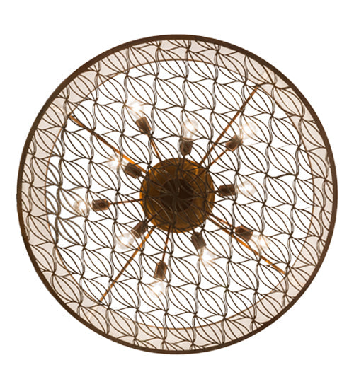 Meyda Lighting Cilindro 44" 10-Light Transparent Copper Flush Mount Light With Copper Alligator Skin-Like Shade