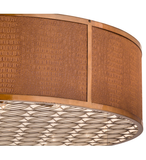 Meyda Lighting Cilindro 44" 10-Light Transparent Copper Flush Mount Light With Copper Alligator Skin-Like Shade
