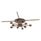 Meyda Lighting Cilindro 44" 10-Light Transparent Copper Flush Mount Light With Copper Alligator Skin-Like Shade