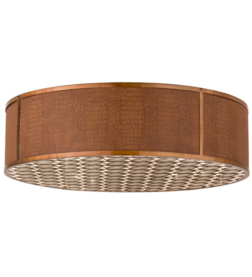 Meyda Lighting Cilindro 44" 10-Light Transparent Copper Flush Mount Light With Copper Alligator Skin-Like Shade
