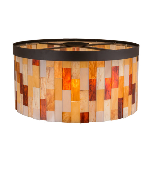 Meyda Lighting Cilindro 47" 6-Light Oil Rubbed Bronze Calico Flush Mount Light With Calico Idalight Panels Shade