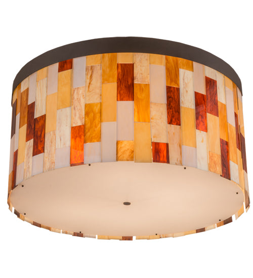Meyda Lighting Cilindro 47" 6-Light Oil Rubbed Bronze Calico Flush Mount Light With Calico Idalight Panels Shade