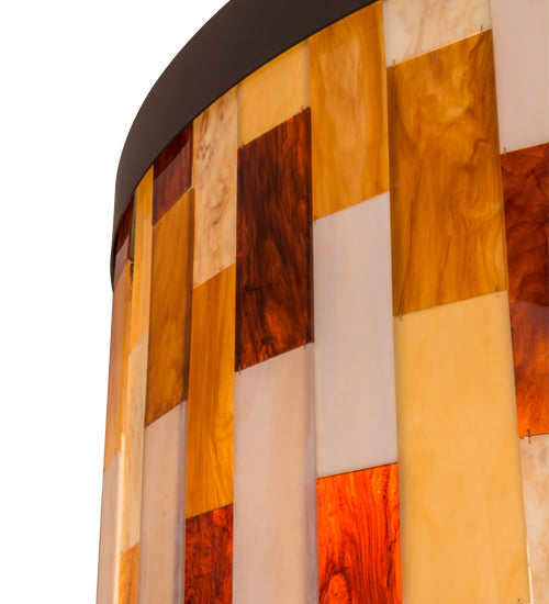 Meyda Lighting Cilindro 47" 6-Light Oil Rubbed Bronze Calico Flush Mount Light With Calico Idalight Panels Shade