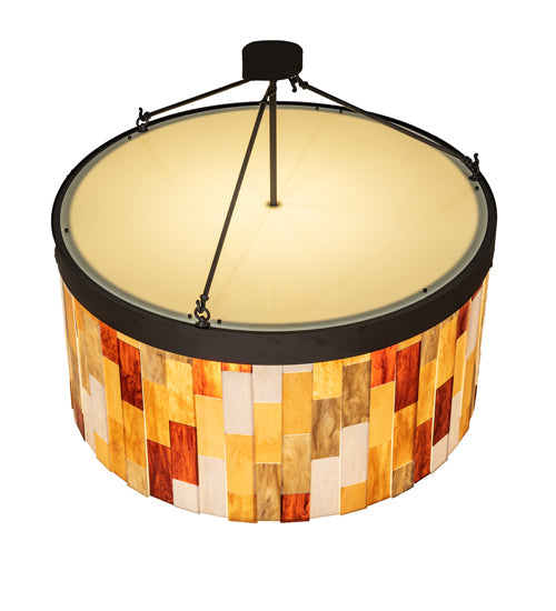 Meyda Lighting Cilindro 47" 6-Light Oil Rubbed Bronze Calico Semi-flush Mount Light With Multi-Colored Shade Glass