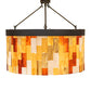 Meyda Lighting Cilindro 47" 6-Light Oil Rubbed Bronze Calico Semi-flush Mount Light With Multi-Colored Shade Glass