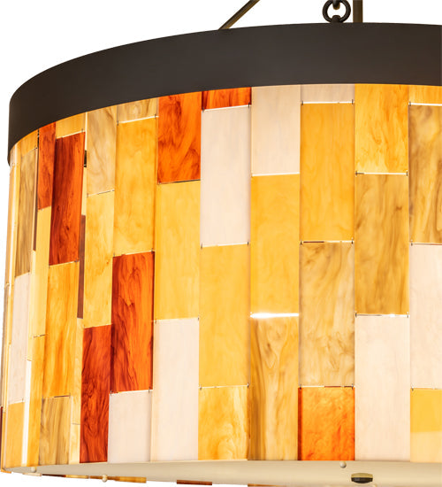 Meyda Lighting Cilindro 47" 6-Light Oil Rubbed Bronze Calico Semi-flush Mount Light With Multi-Colored Shade Glass