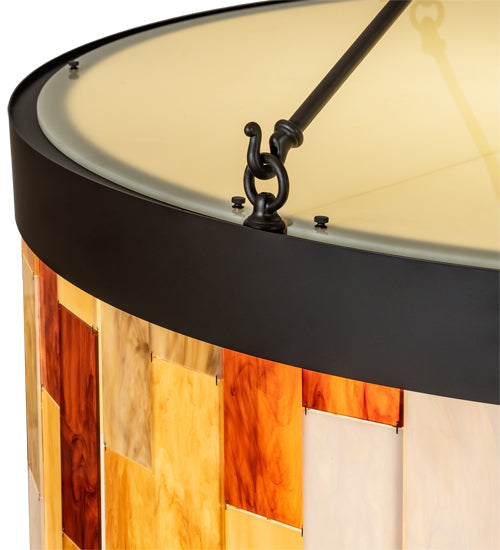 Meyda Lighting Cilindro 47" 6-Light Oil Rubbed Bronze Calico Semi-flush Mount Light With Multi-Colored Shade Glass