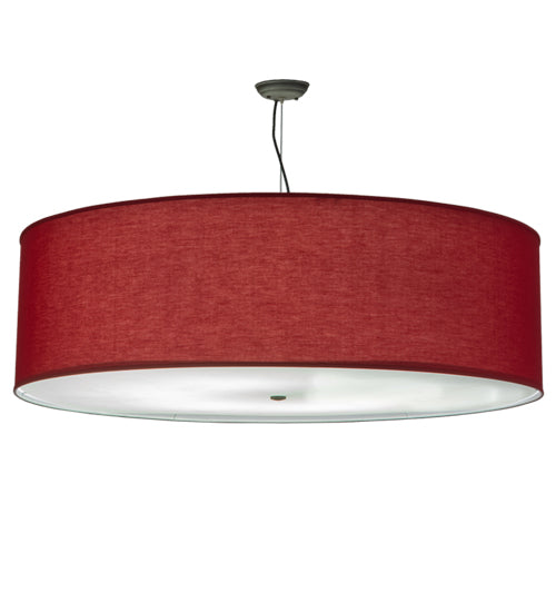 Meyda Lighting Cilindro 47" 6-Light Oil Rubbed Bronze Play Textrene Pendant Light With Brick Red Textrene Shade