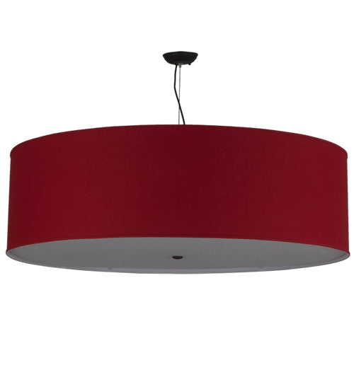 Meyda Lighting Cilindro 47" 6-Light Oil Rubbed Bronze Play Textrene Pendant Light With Brick Red Textrene Shade
