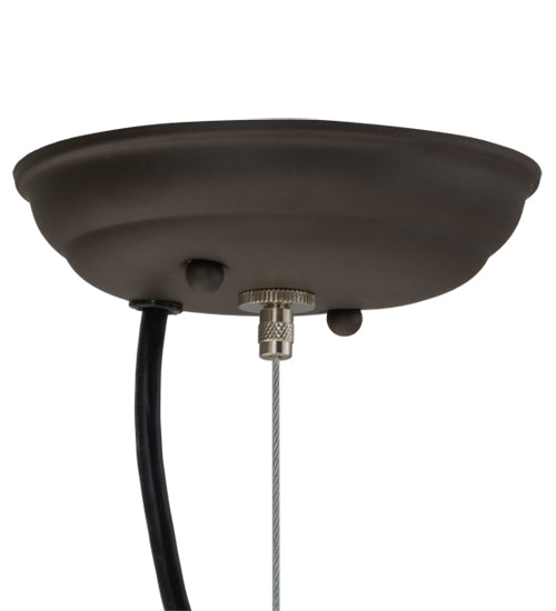 Meyda Lighting Cilindro 47" 6-Light Oil Rubbed Bronze Play Textrene Pendant Light With Brick Red Textrene Shade