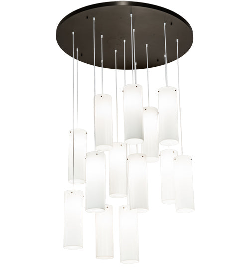 Meyda Lighting Cilindro 48" 14-Light Bronze Cascading Pendant Light With White Statuario Idalight Shade