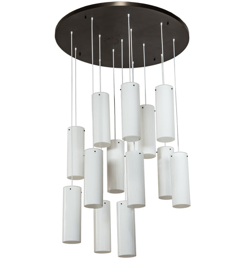 Meyda Lighting Cilindro 48" 14-Light Bronze Cascading Pendant Light With White Statuario Idalight Shade