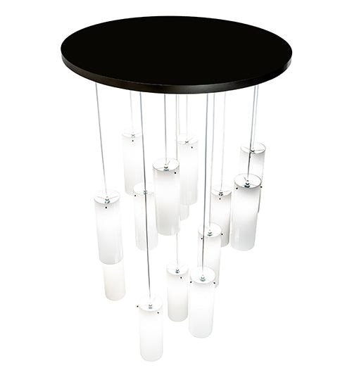 Meyda Lighting Cilindro 48" 14-Light Bronze Cascading Pendant Light With White Statuario Idalight Shade